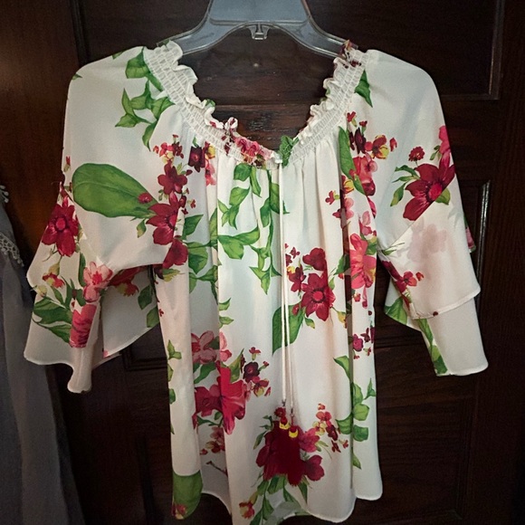 Joseph Ribkoff Ruffled Floral Top - Picture 2 of 6